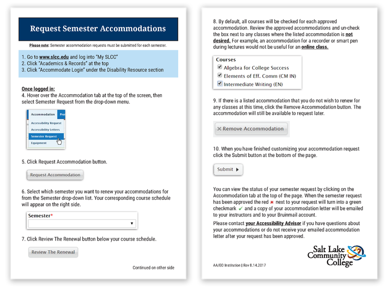 Instructional handout with step-by-step instructions on how to navigate the department database. Theme is clean with screencap examples of various elements.
